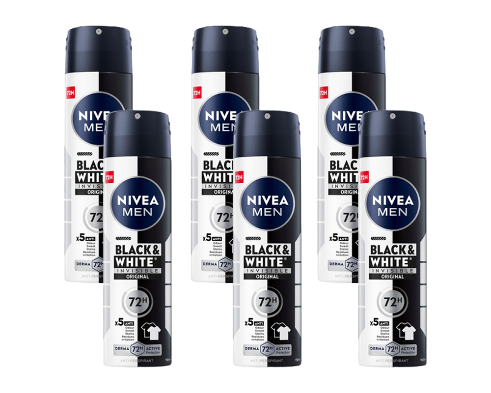 (6-pack) Antyperspirant Nivea Men Black & White Invisible Fresh 150ml