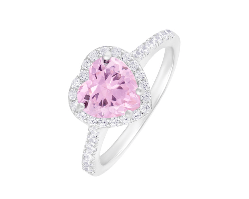 Pierścionek ICED STUFF Heart Gem Pink
