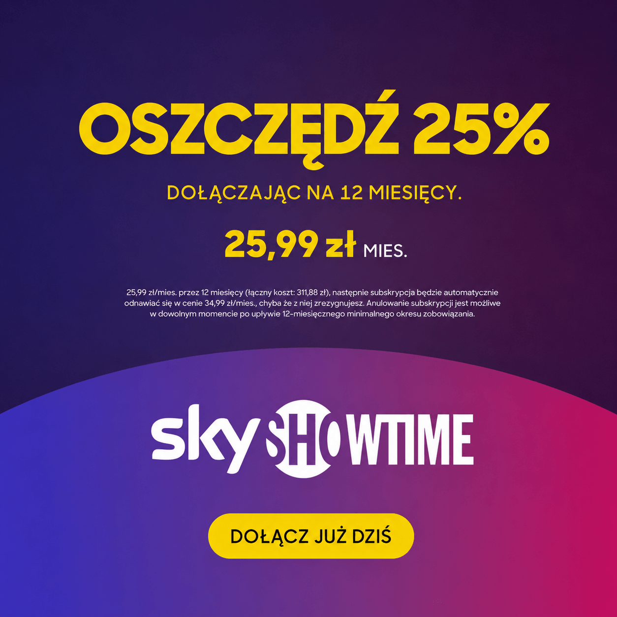 SkyShowTime 25% taniej przez cały rok 📺